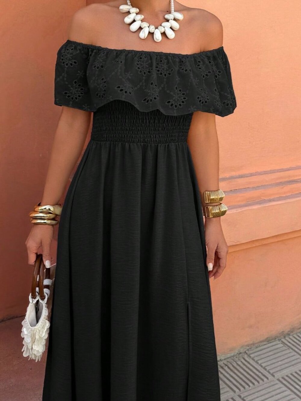 Black Boho Women's Beach Vacation Casual Dress - Picture 3 of 5